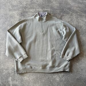 Izod Sweater Mens XL Green Embroidered Logo 1/4 Zip Sweatshirt  Mock Neck